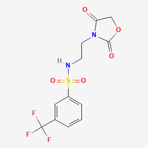 molecular formula C12H11F3N2O5S B2543400 N-(2-(2,4-dioxooxazolidin-3-yl)ethyl)-3-(trifluoromethyl)benzenesulfonamide CAS No. 2034465-04-6