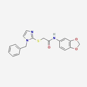 molecular formula C19H17N3O3S B2543402 N-(2H-1,3-BENZODIOXOL-5-YL)-2-[(1-BENZYL-1H-IMIDAZOL-2-YL)SULFANYL]ACETAMIDE CAS No. 869346-03-2