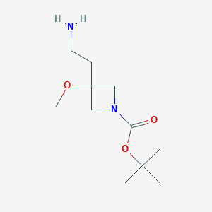 molecular formula C11H22N2O3 B2543428 tert-Butyl 3-(2-aminoethyl)-3-methoxy-azetidine-1-carboxylate CAS No. 1782647-56-6
