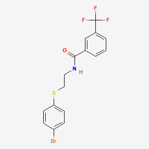 molecular formula C16H13BrF3NOS B2543436 N-[2-(4-bromophenyl)sulfanylethyl]-3-(trifluoromethyl)benzamide CAS No. 338956-08-4