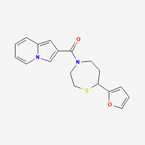 molecular formula C18H18N2O2S B2543462 (7-(Furan-2-yl)-1,4-thiazepan-4-yl)(indolizin-2-yl)methanone CAS No. 1705989-23-6