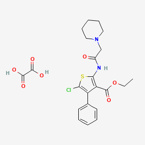 molecular formula C22H25ClN2O7S B2543475 Ethyl 5-chloro-4-phenyl-2-(2-(piperidin-1-yl)acetamido)thiophene-3-carboxylate oxalate CAS No. 316806-25-4