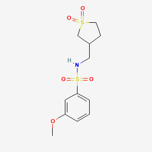 molecular formula C12H17NO5S2 B2543482 N-((1,1-dioxidotetrahydrothiophen-3-yl)methyl)-3-methoxybenzenesulfonamide CAS No. 1234924-40-3