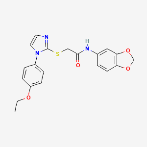 molecular formula C20H19N3O4S B2543483 N-(2H-1,3-benzodioxol-5-yl)-2-{[1-(4-ethoxyphenyl)-1H-imidazol-2-yl]sulfanyl}acetamide CAS No. 688336-41-6