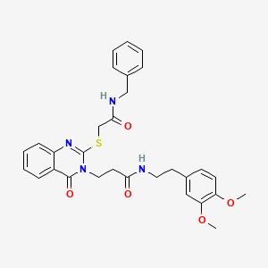 molecular formula C30H32N4O5S B2543486 3-(2-{[(benzylcarbamoyl)methyl]sulfanyl}-4-oxo-3,4-dihydroquinazolin-3-yl)-N-[2-(3,4-dimethoxyphenyl)ethyl]propanamide CAS No. 422286-87-1