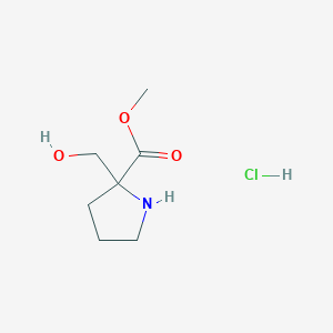 molecular formula C7H14ClNO3 B2543496 Methyl 2-(hydroxymethyl)pyrrolidine-2-carboxylate hydrochloride CAS No. 2344677-99-0