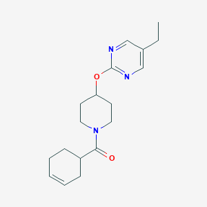 molecular formula C18H25N3O2 B2543540 2-{[1-(Cyclohex-3-ene-1-carbonyl)piperidin-4-yl]oxy}-5-ethylpyrimidine CAS No. 2380070-99-3