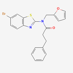 molecular formula C21H17BrN2O2S B2543559 N-(6-bromobenzo[d]thiazol-2-yl)-N-(furan-2-ylmethyl)-3-phenylpropanamide CAS No. 922371-30-0