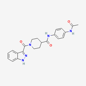 molecular formula C22H23N5O3 B2543569 N-(4-acetamidophenyl)-1-(1H-indazole-3-carbonyl)piperidine-4-carboxamide CAS No. 946343-91-5
