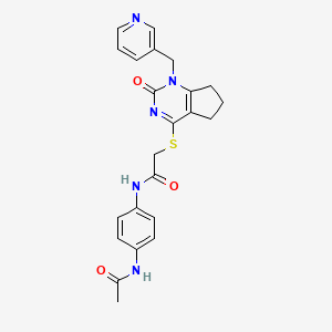 molecular formula C23H23N5O3S B2543573 N-(4-acetamidophenyl)-2-((2-oxo-1-(pyridin-3-ylmethyl)-2,5,6,7-tetrahydro-1H-cyclopenta[d]pyrimidin-4-yl)thio)acetamide CAS No. 899987-15-6
