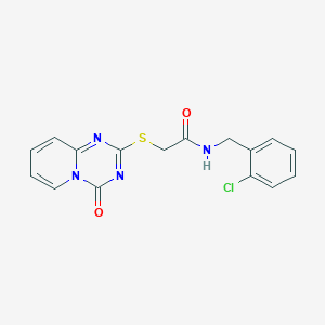 molecular formula C16H13ClN4O2S B2543595 N-[(2-chlorophenyl)methyl]-2-({4-oxo-4H-pyrido[1,2-a][1,3,5]triazin-2-yl}sulfanyl)acetamide CAS No. 896333-64-5