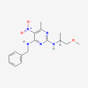 molecular formula C16H21N5O3 B2543608 N4-benzyl-N2-(1-methoxypropan-2-yl)-6-methyl-5-nitropyrimidine-2,4-diamine CAS No. 1251633-44-9