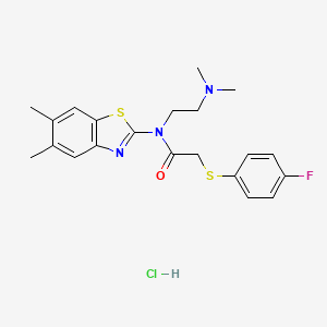 N-(2-(dimethylamino)ethyl)-N-(5,6-dimethylbenzo[d]thiazol-2-yl)-2-((4-fluorophenyl)thio)acetamide hydrochloride