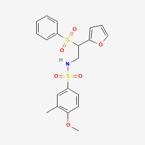 N-(2-(furan-2-yl)-2-(phenylsulfonyl)ethyl)-4-methoxy-3-methylbenzenesulfonamide