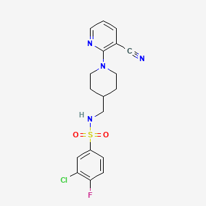 3-chloro-N-((1-(3-cyanopyridin-2-yl)piperidin-4-yl)methyl)-4-fluorobenzenesulfonamide
