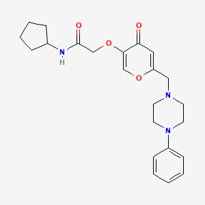 molecular formula C23H29N3O4 B2543656 N-cyclopentyl-2-({4-oxo-6-[(4-phenylpiperazin-1-yl)methyl]-4H-pyran-3-yl}oxy)acetamide CAS No. 898456-48-9