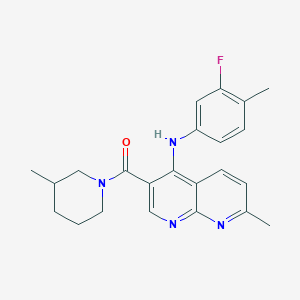 molecular formula C23H25FN4O B2543665 N-(3-fluoro-4-methylphenyl)-7-methyl-3-(3-methylpiperidine-1-carbonyl)-1,8-naphthyridin-4-amine CAS No. 1251633-68-7