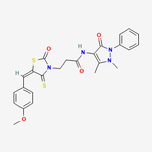 N-(1,5-dimethyl-3-oxo-2-phenylpyrazol-4-yl)-3-[(5E)-5-[(4-methoxyphenyl)methylidene]-2-oxo-4-sulfanylidene-1,3-thiazolidin-3-yl]propanamide