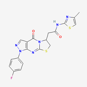 2-[6-(4-Fluorophenyl)-2-oxo-10-thia-1,5,6,8-tetrazatricyclo[7.3.0.03,7]dodeca-3(7),4,8-trien-12-yl]-N-(4-methyl-1,3-thiazol-2-yl)acetamide