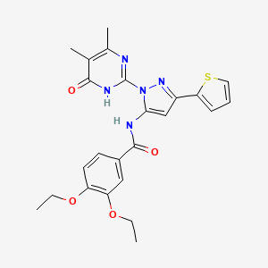N-(1-(4,5-Dimethyl-6-oxo-1,6-dihydropyrimidin-2-yl)-3-(thiophen-2-yl)-1H-pyrazol-5-yl)-3,4-diethoxybenzamide