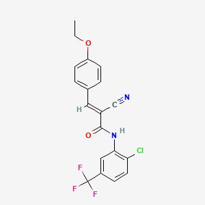 molecular formula C19H14ClF3N2O2 B2543689 (2E)-N-[2-chloro-5-(trifluoromethyl)phenyl]-2-cyano-3-(4-ethoxyphenyl)prop-2-enamide CAS No. 465510-55-8