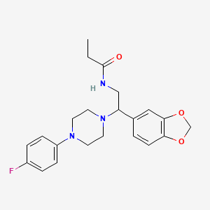N-(2-(benzo[d][1,3]dioxol-5-yl)-2-(4-(4-fluorophenyl)piperazin-1-yl)ethyl)propionamide