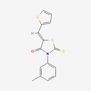 molecular formula C15H11NOS3 B2543691 (Z)-5-(thiophen-2-ylmethylene)-2-thioxo-3-(m-tolyl)thiazolidin-4-one CAS No. 130685-96-0
