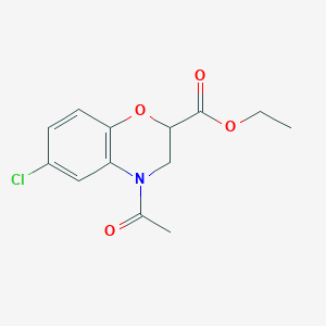 molecular formula C13H14ClNO4 B2543692 Ethyl 4-acetyl-6-chloro-3,4-dihydro-2H-1,4-benzoxazine-2-carboxylate CAS No. 391873-67-9