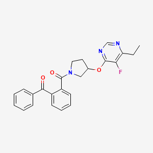 molecular formula C24H22FN3O3 B2543693 (2-Benzoylphenyl)(3-((6-ethyl-5-fluoropyrimidin-4-yl)oxy)pyrrolidin-1-yl)methanone CAS No. 2034248-03-6