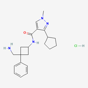 N-[3-(Aminomethyl)-3-phenylcyclobutyl]-3-cyclopentyl-1-methylpyrazole-4-carboxamide;hydrochloride