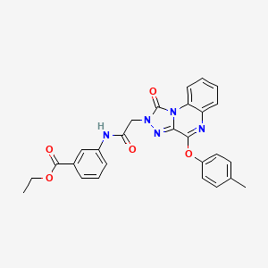 molecular formula C27H23N5O5 B2543710 ethyl 3-{2-[4-(4-methylphenoxy)-1-oxo-1H,2H-[1,2,4]triazolo[4,3-a]quinoxalin-2-yl]acetamido}benzoate CAS No. 1189460-13-6