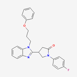 molecular formula C26H24FN3O2 B2543726 1-(4-fluorophenyl)-4-[1-(3-phenoxypropyl)-1H-1,3-benzodiazol-2-yl]pyrrolidin-2-one CAS No. 883650-71-3