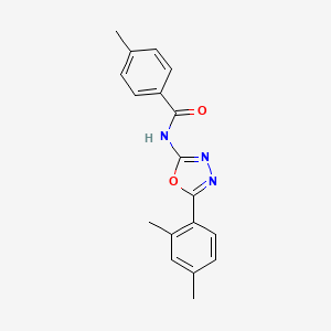 molecular formula C18H17N3O2 B2543729 N-[5-(2,4-dimethylphenyl)-1,3,4-oxadiazol-2-yl]-4-methylbenzamide CAS No. 891142-80-6