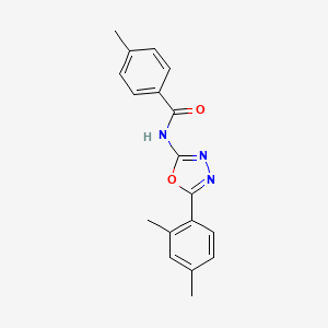 molecular formula C18H17N3O2 B2543729 N-(5-(2,4-dimethylphenyl)-1,3,4-oxadiazol-2-yl)-4-methylbenzamide CAS No. 891142-80-6