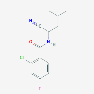 molecular formula C13H14ClFN2O B2543732 2-chloro-N-(1-cyano-3-methylbutyl)-4-fluorobenzamide CAS No. 1311621-98-3