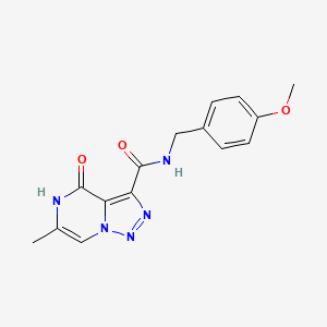 molecular formula C15H15N5O3 B2543740 N-(4-methoxybenzyl)-6-methyl-4-oxo-4,5-dihydro[1,2,3]triazolo[1,5-a]pyrazine-3-carboxamide CAS No. 1775544-22-3