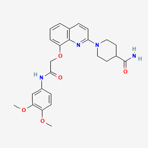 molecular formula C25H28N4O5 B2543744 1-(8-(2-((3,4-Dimethoxyphenyl)amino)-2-oxoethoxy)quinolin-2-yl)piperidine-4-carboxamide CAS No. 921860-36-8