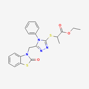 ethyl 2-((5-((2-oxobenzo[d]thiazol-3(2H)-yl)methyl)-4-phenyl-4H-1,2,4-triazol-3-yl)thio)propanoate