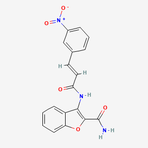 molecular formula C18H13N3O5 B2543775 (E)-3-(3-(3-nitrophenyl)acrylamido)benzofuran-2-carboxamide CAS No. 477511-73-2