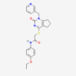 molecular formula C23H24N4O3S B2543779 N-(4-ethoxyphenyl)-2-((2-oxo-1-(pyridin-3-ylmethyl)-2,5,6,7-tetrahydro-1H-cyclopenta[d]pyrimidin-4-yl)thio)acetamide CAS No. 899987-01-0