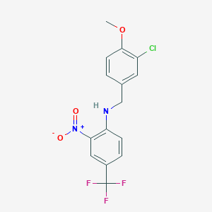 molecular formula C15H12ClF3N2O3 B2543784 N-[(3-氯-4-甲氧基苯基)甲基]-2-硝基-4-(三氟甲基)苯胺 CAS No. 478259-85-7