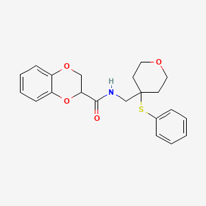 molecular formula C21H23NO4S B2543796 N-{[4-(phenylsulfanyl)oxan-4-yl]methyl}-2,3-dihydro-1,4-benzodioxine-2-carboxamide CAS No. 1797577-58-2