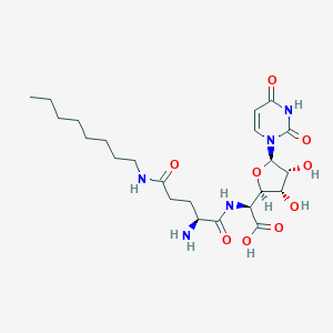 molecular formula C23H37N5O9 B025438 N(gamma)-(Octyl)glutaminyl-uracil polyoxin C CAS No. 100566-82-3