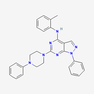 molecular formula C28H27N7 B2543803 N-(2-methylphenyl)-1-phenyl-6-(4-phenylpiperazin-1-yl)-1H-pyrazolo[3,4-d]pyrimidin-4-amine CAS No. 946216-99-5