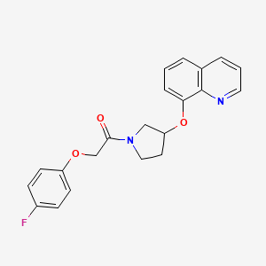 molecular formula C21H19FN2O3 B2543807 2-(4-Fluorophenoxy)-1-(3-(quinolin-8-yloxy)pyrrolidin-1-yl)ethanone CAS No. 1903561-71-6