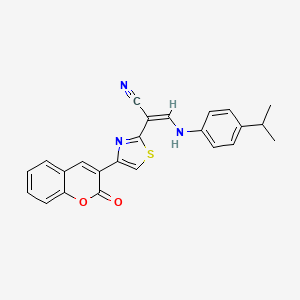 molecular formula C24H19N3O2S B2543808 (Z)-3-((4-isopropylphenyl)amino)-2-(4-(2-oxo-2H-chromen-3-yl)thiazol-2-yl)acrylonitrile CAS No. 1321962-52-0