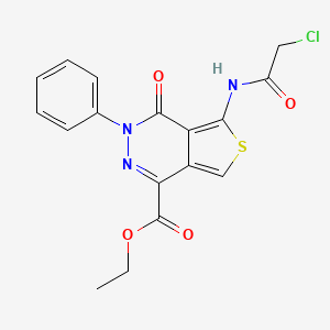 molecular formula C17H14ClN3O4S B2543822 ethyl 5-(2-chloroacetamido)-4-oxo-3-phenyl-3H,4H-thieno[3,4-d]pyridazine-1-carboxylate CAS No. 851946-89-9