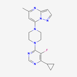 molecular formula C18H20FN7 B2543832 4-Cyclopropyl-5-fluoro-6-(4-{5-methylpyrazolo[1,5-a]pyrimidin-7-yl}piperazin-1-yl)pyrimidine CAS No. 2380166-55-0