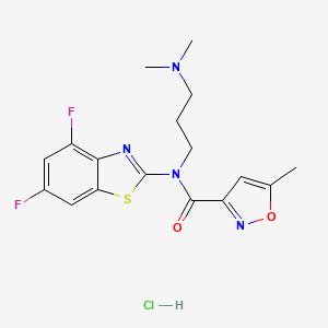 molecular formula C17H19ClF2N4O2S B2543845 N-(4,6-DIFLUORO-1,3-BENZOTHIAZOL-2-YL)-N-[3-(DIMETHYLAMINO)PROPYL]-5-METHYL-1,2-OXAZOLE-3-CARBOXAMIDE HYDROCHLORIDE CAS No. 1329626-91-6