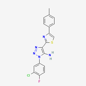 molecular formula C18H13ClFN5S B2543857 1-(3-chloro-4-fluorophenyl)-4-[4-(4-methylphenyl)-1,3-thiazol-2-yl]-1H-1,2,3-triazol-5-amine CAS No. 1207032-39-0